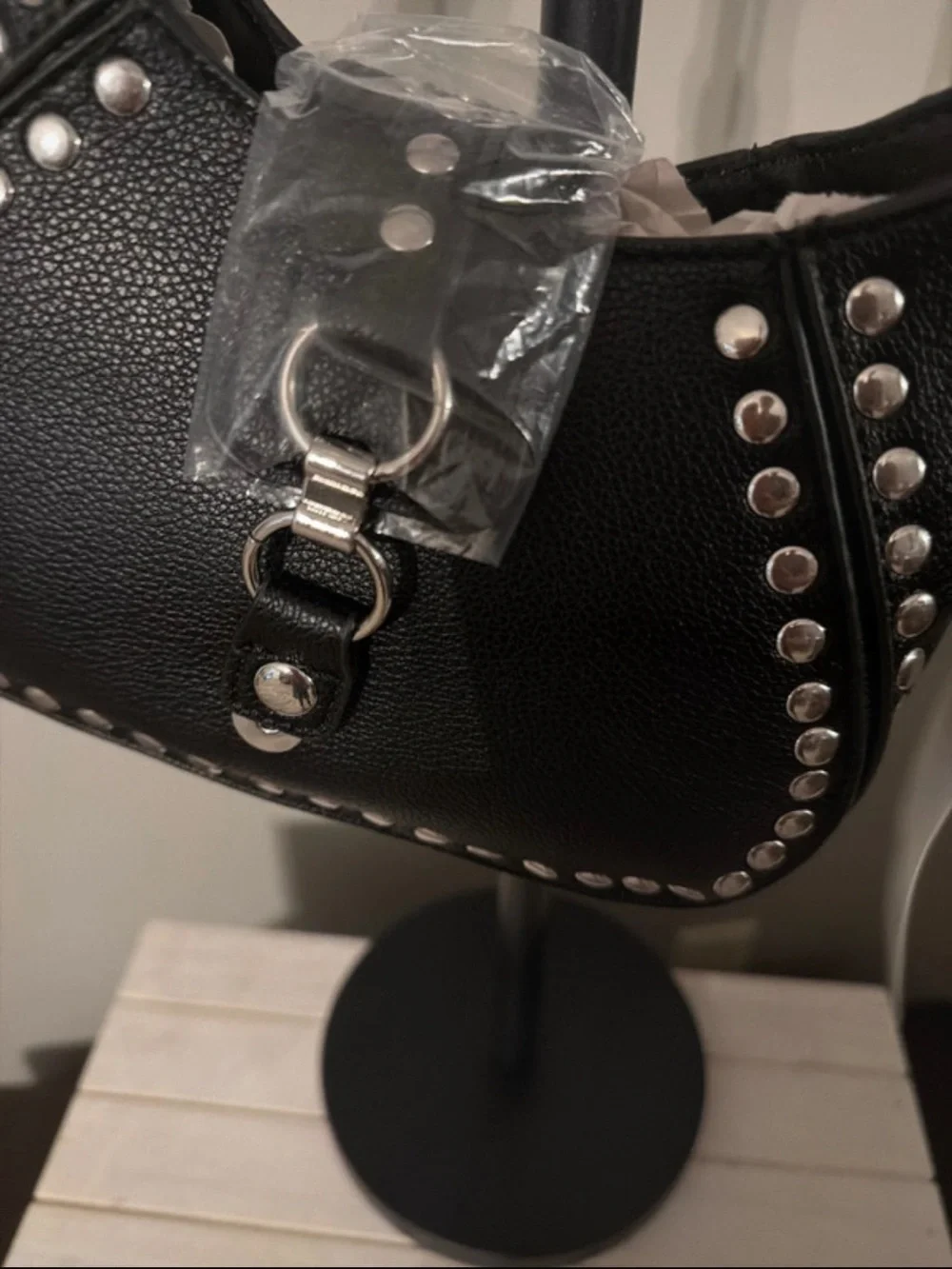 Black Studded Crossbody Bag - Women Bags